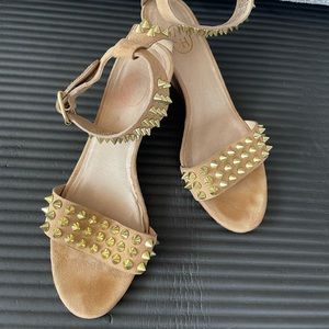 Ash Camel Studded Wedge Sandal